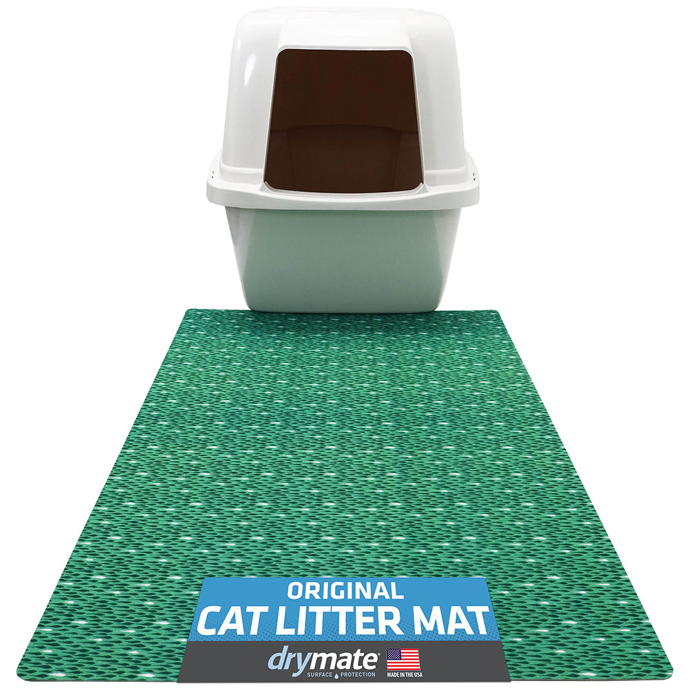 Drymate Litter Mat 20 inch x 28 inch Grey/Black Paw Striped Cat Litter Mat
