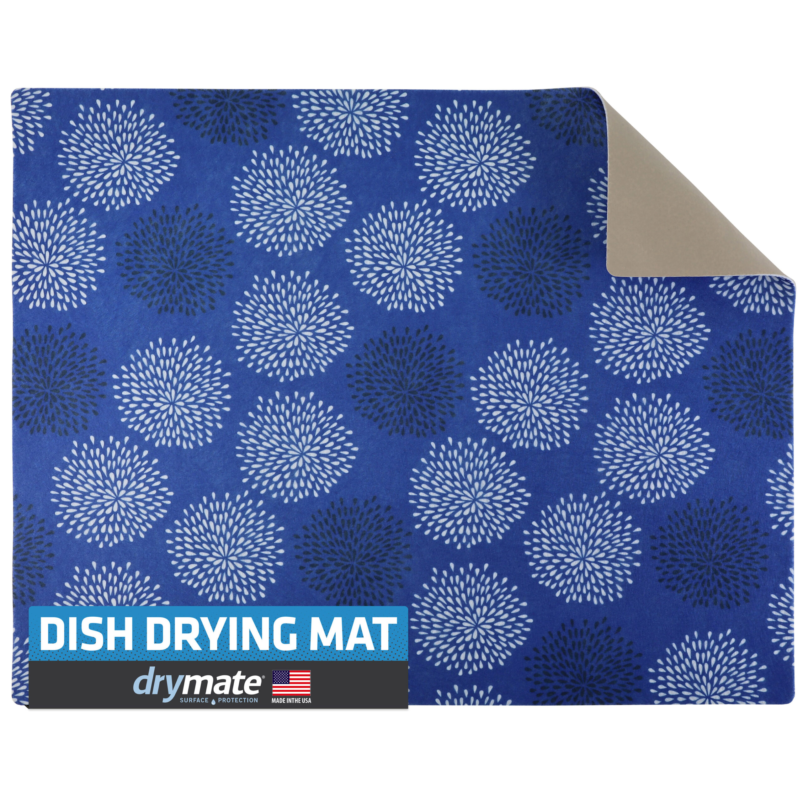 Color&Geometry Coffee Mat, Dish Drying Mats for Kitchen Counter Quick Dry,  Strong Absorbent Water Dish Mat Drying Kitchen Mat, Dish Drying Rack Mat  Non Slip, Blue Coffee Bar Mat, 17X27.5 Large 