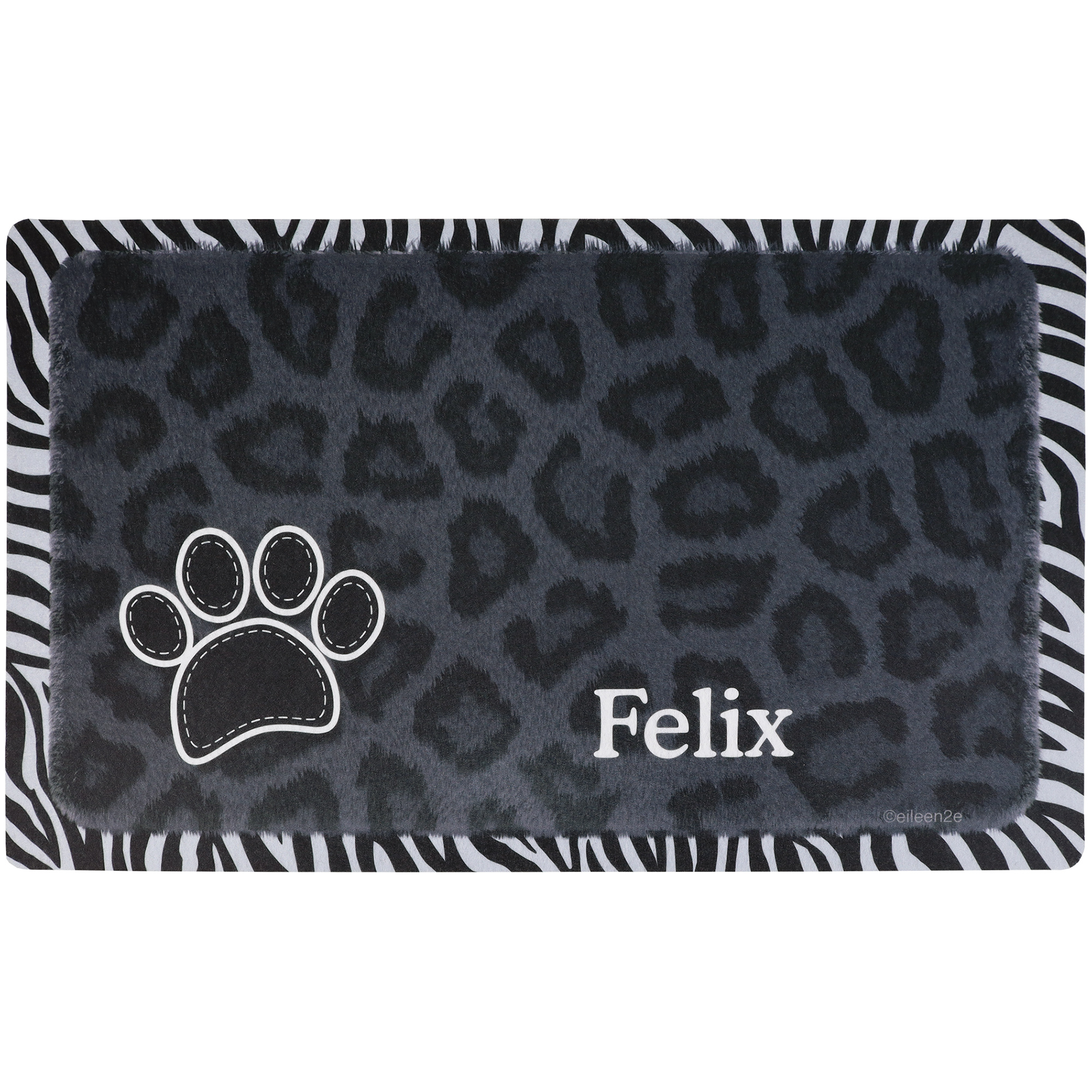 Personalized Pet Bowl Mat, Leopard Print – Multi Chic