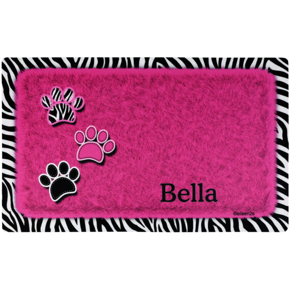 Personalized Pet Bowl Placemat Pink Roses Shabby Chic Custom Dog Cat Name Dish Food Mat Rubber Back Print Pet Accessories Litter Mat