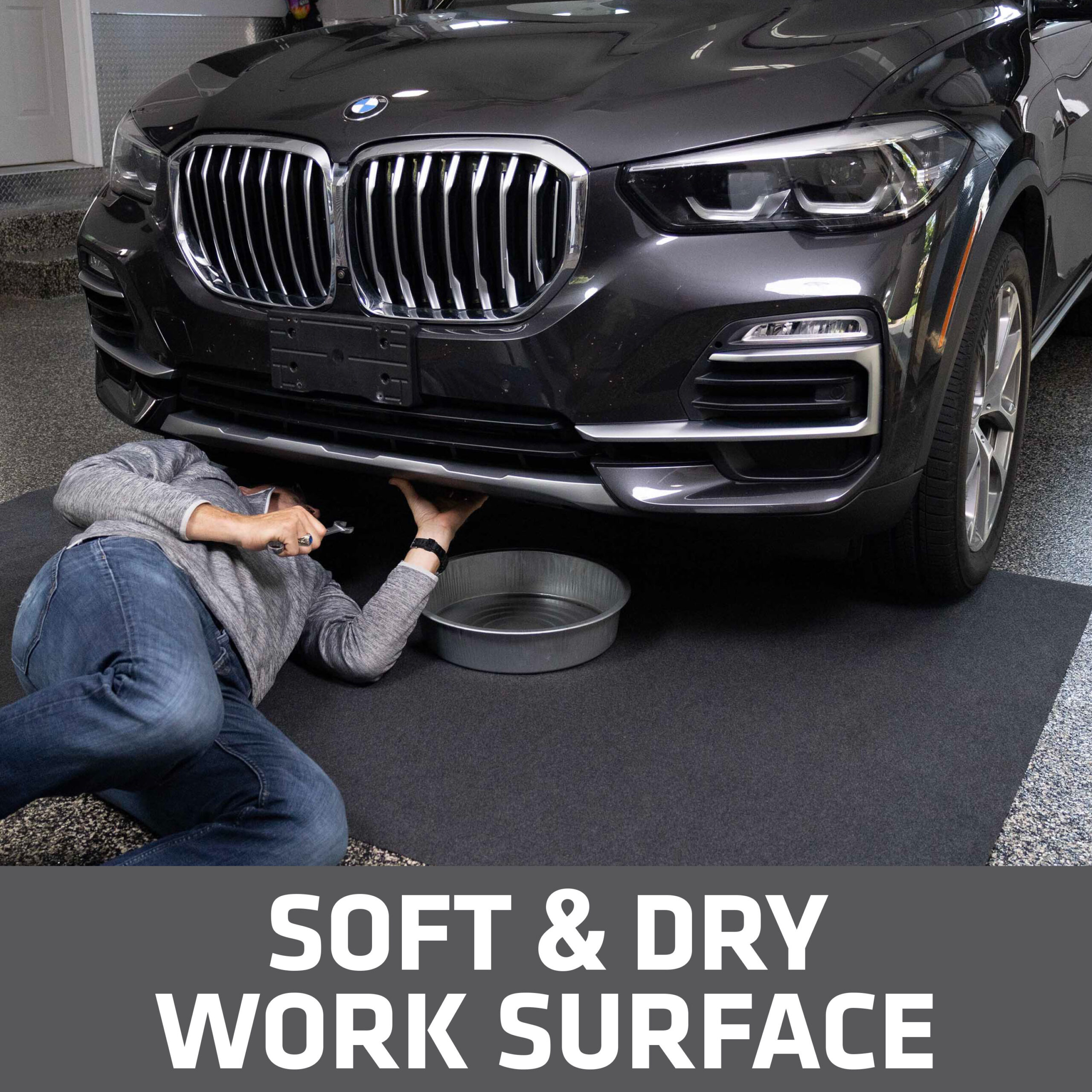 Drymate Waterproof Garage Floor Mat to absorb water, oil, fluid