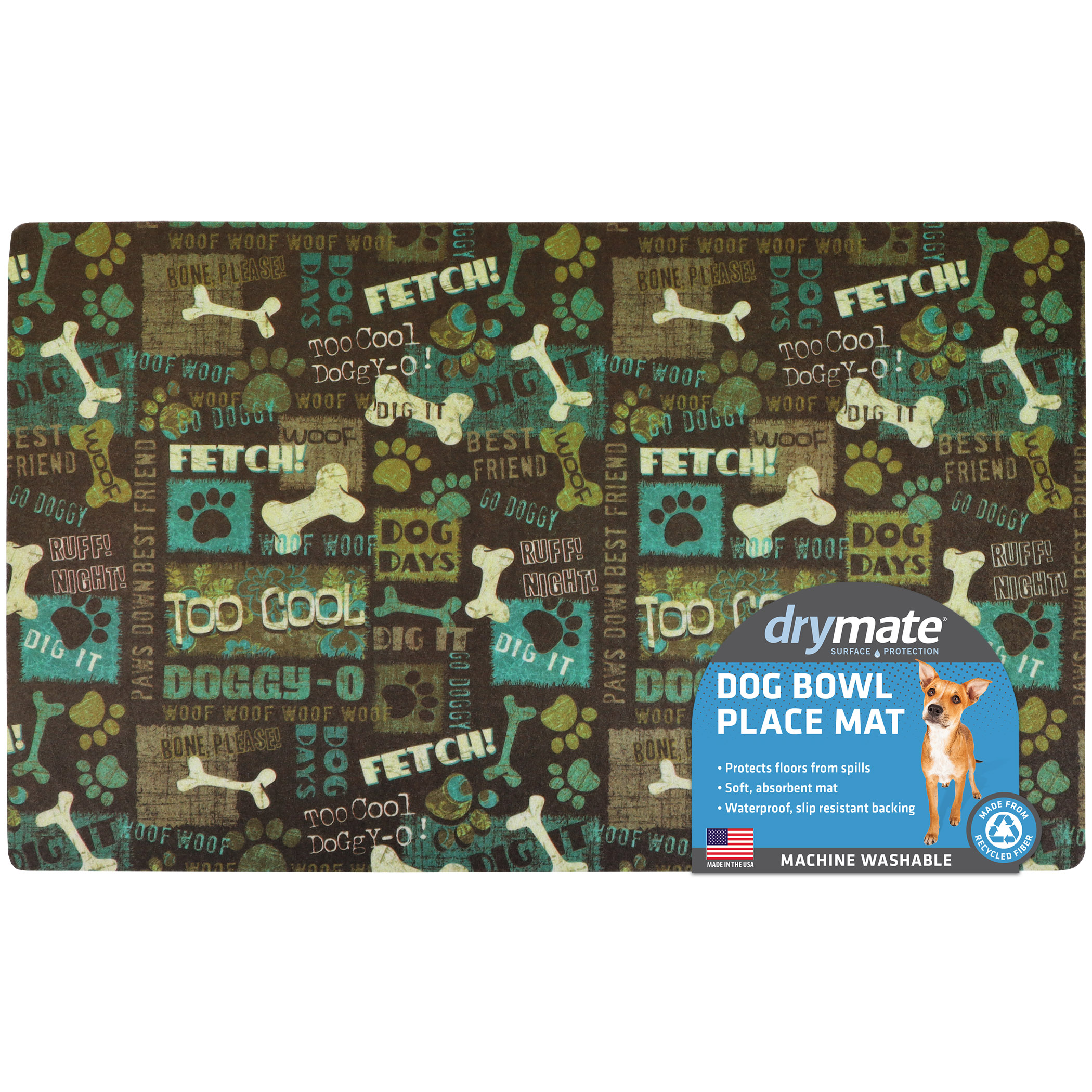 Drymate Pet Bowl Placemat, Dog & Cat Food Feeding Mat - Absorbent