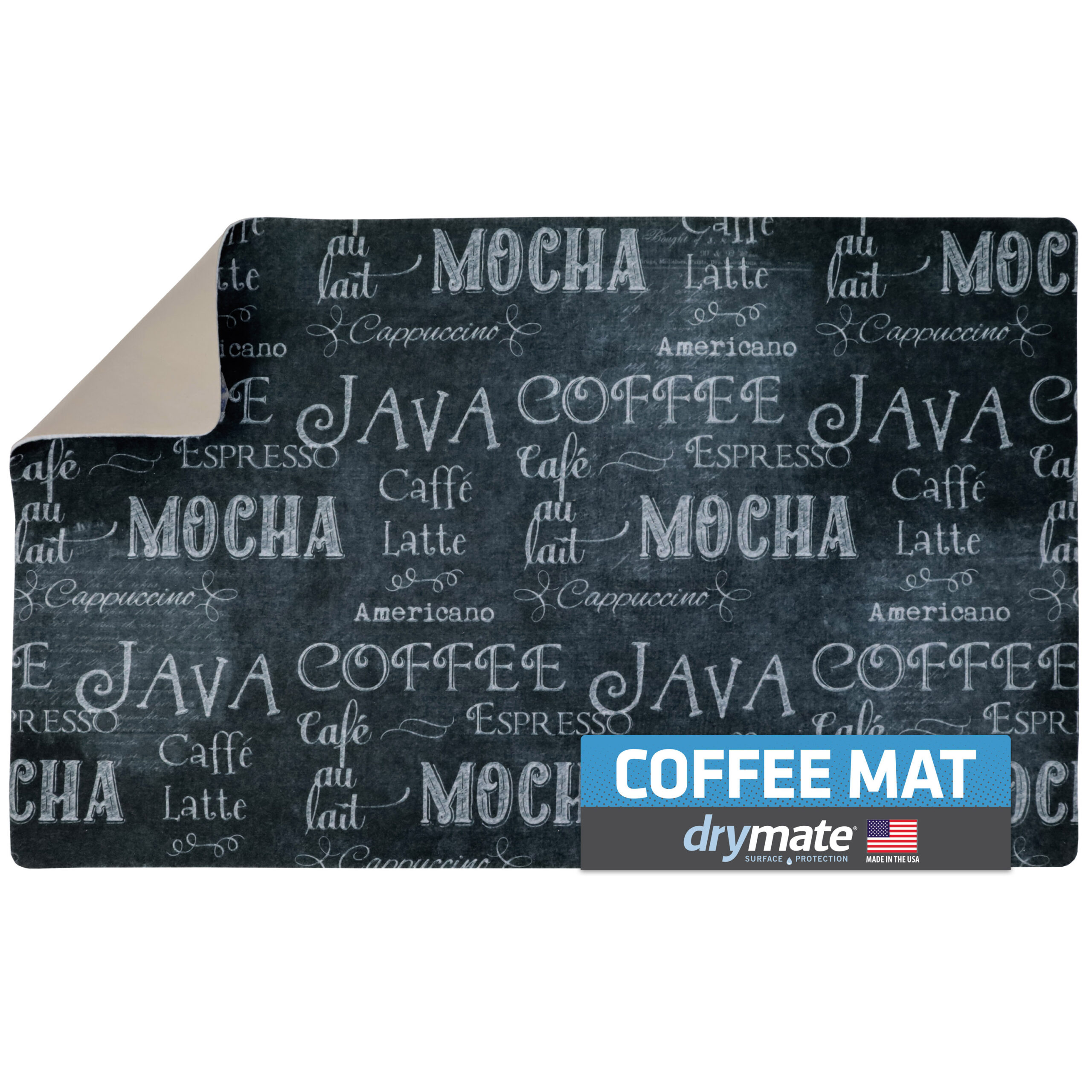 Reusable Bar Mat for Coffee Maker Mats, Countertop Spill Mats, 6 x 12  Black Dish Drying Mat